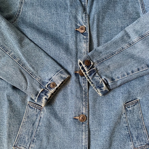 Long denim coat women’s size large - Picture 6 of 10
